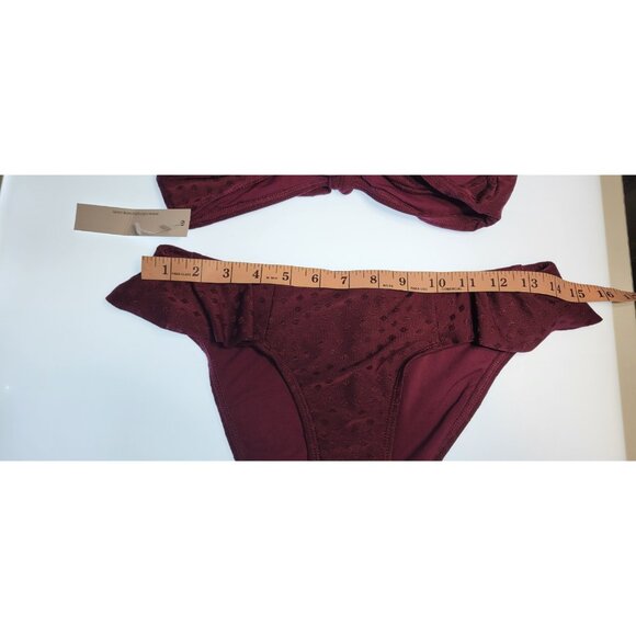 Robin Piccone Bikini Swim Top M Color Burgandy Bottom Mid Rise Floral Sz M - Picture 8 of 9